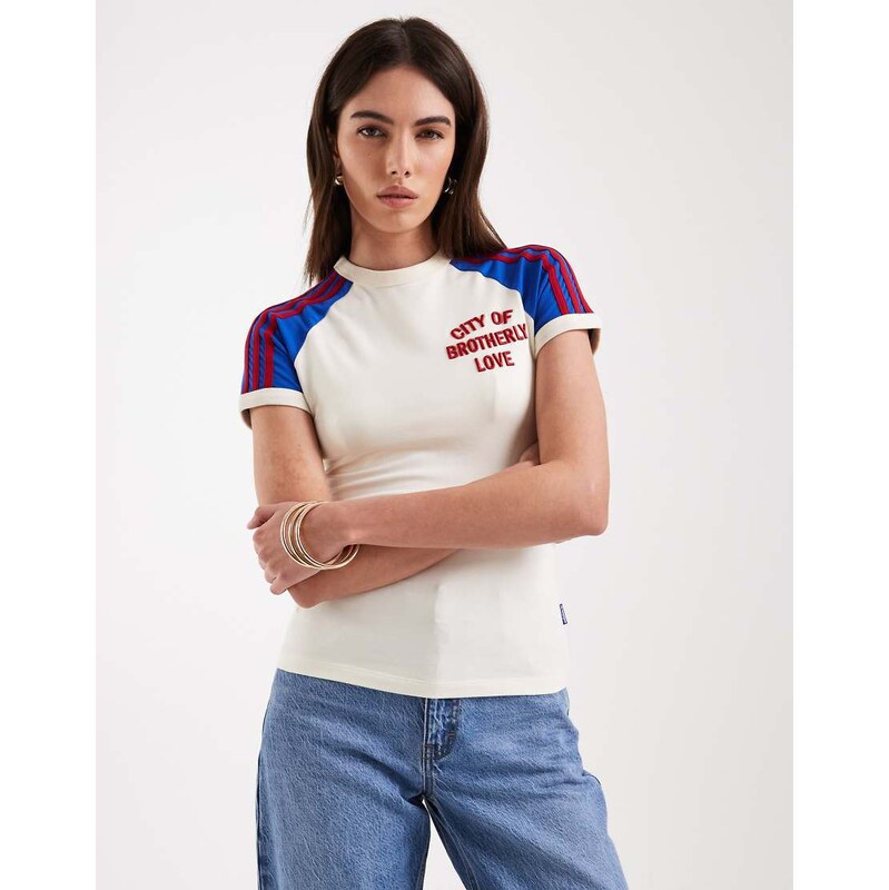 adidas Originals City t-shirt philadelphia in cream white