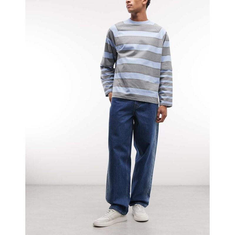 HUF cromer straight leg jeans in mid wash blue