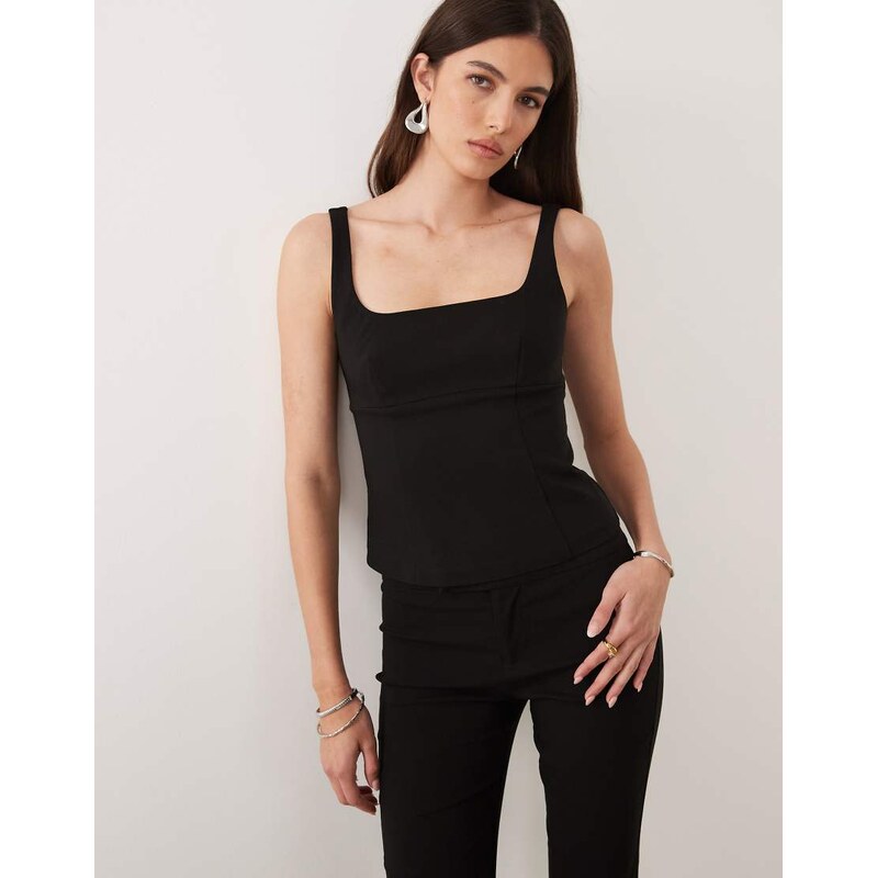 Mango Valeria square neck sleeveless top co-ord in black