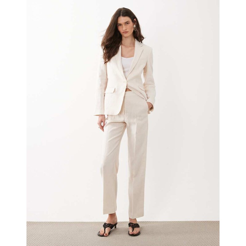 Mango Boreli 100% linen tailored straight trouser co-ord in