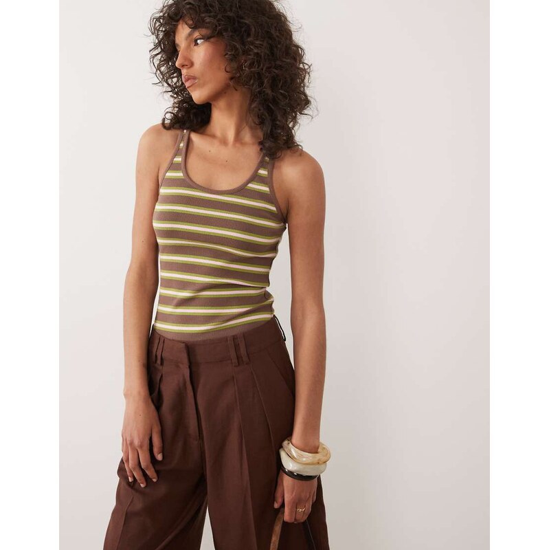 ASOS DESIGN racer vest top in stripe-Multi