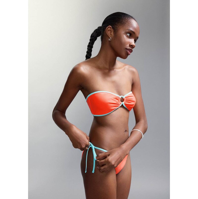 Mango Teen bandeau and tie waist bikini set in bright orange