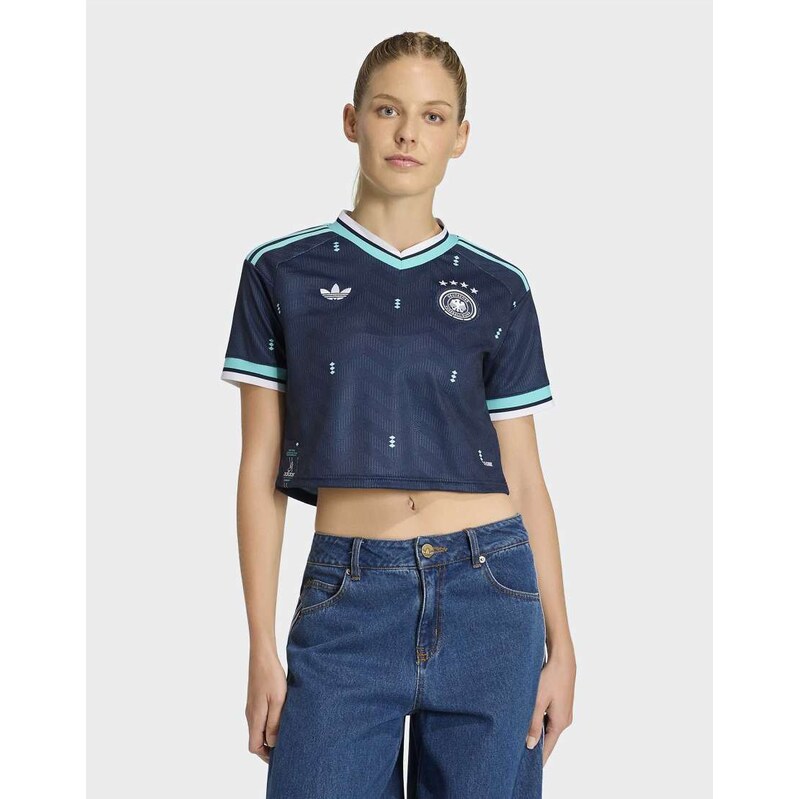adidas performance Germany 26 away cropped jersey in collegiate