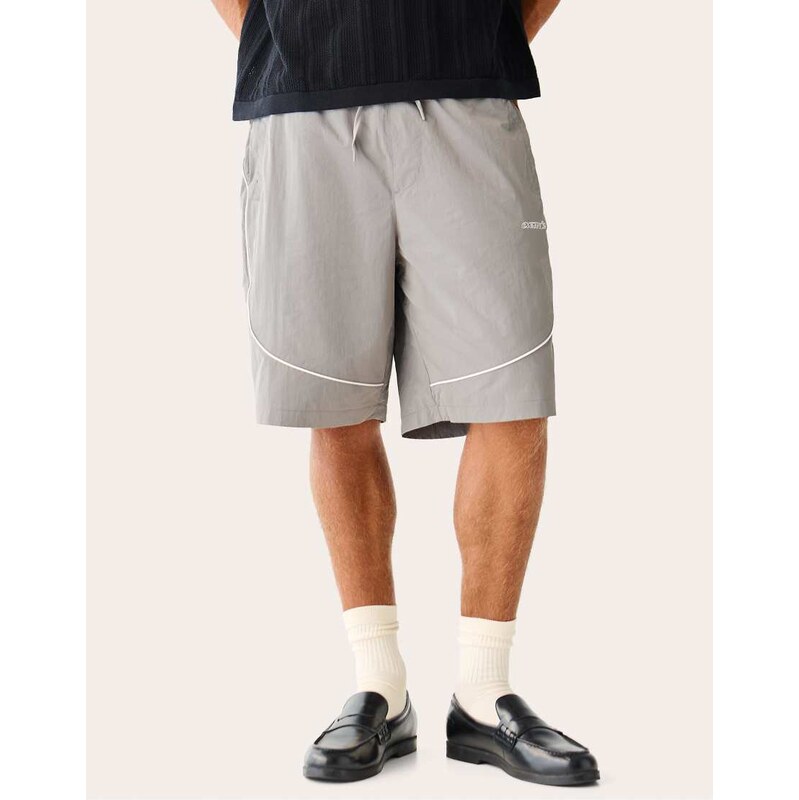 Bershka Technical skater shorts with contrast piping in light