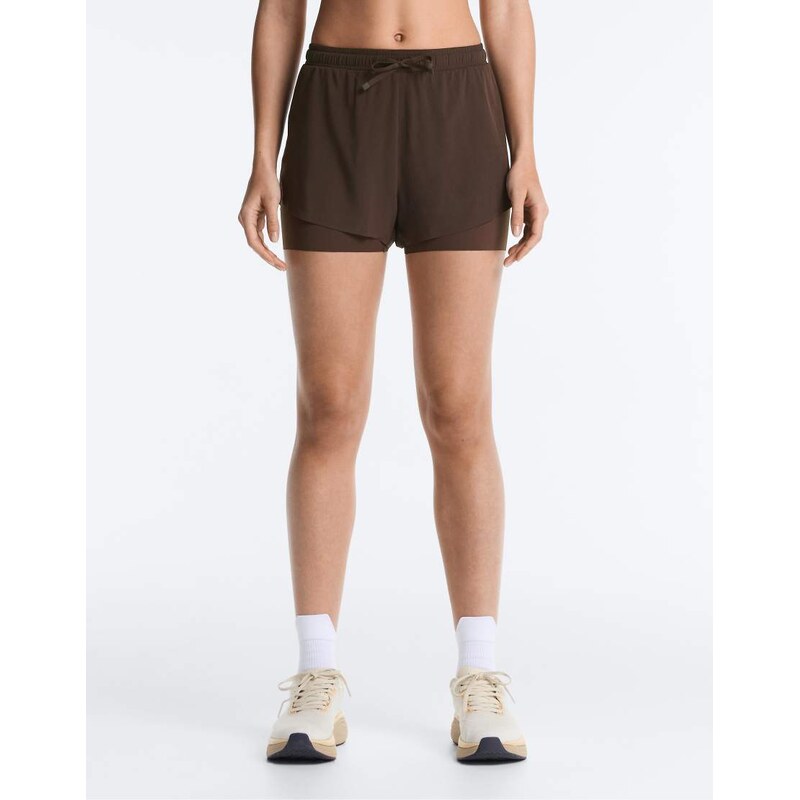 OYSHO 2-in-1 light touch shorts in brown