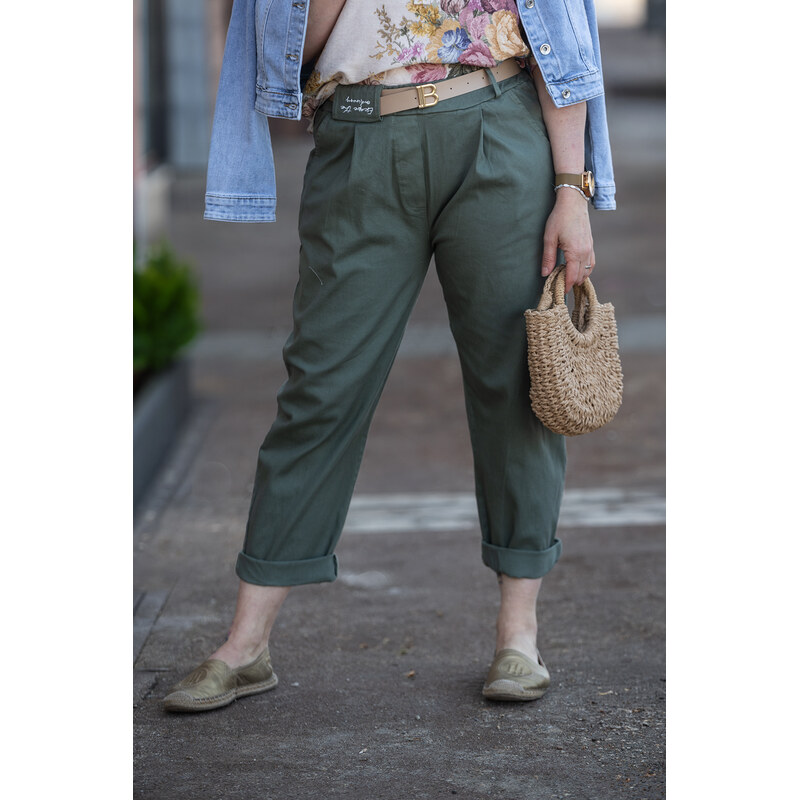 Italy fashion Pružné kalhoty CALVIN Barva: Khaki, Velikost: UNI: M-XL 115080816