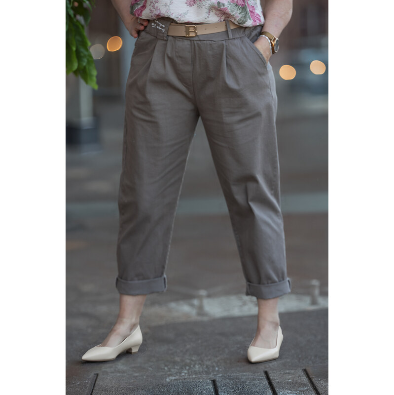 Italy fashion Pružné kalhoty CALVIN Barva: Cappuccinová, Velikost: UNI 115080817