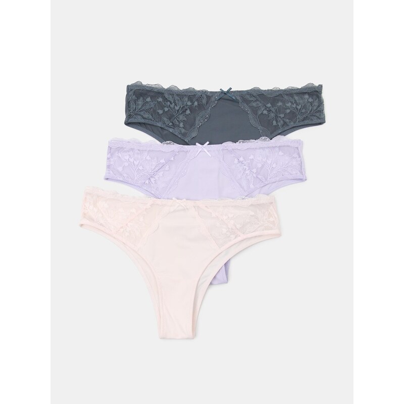 Sinsay - Krajkové brazilky 3 pack - vícebarevná 115080875