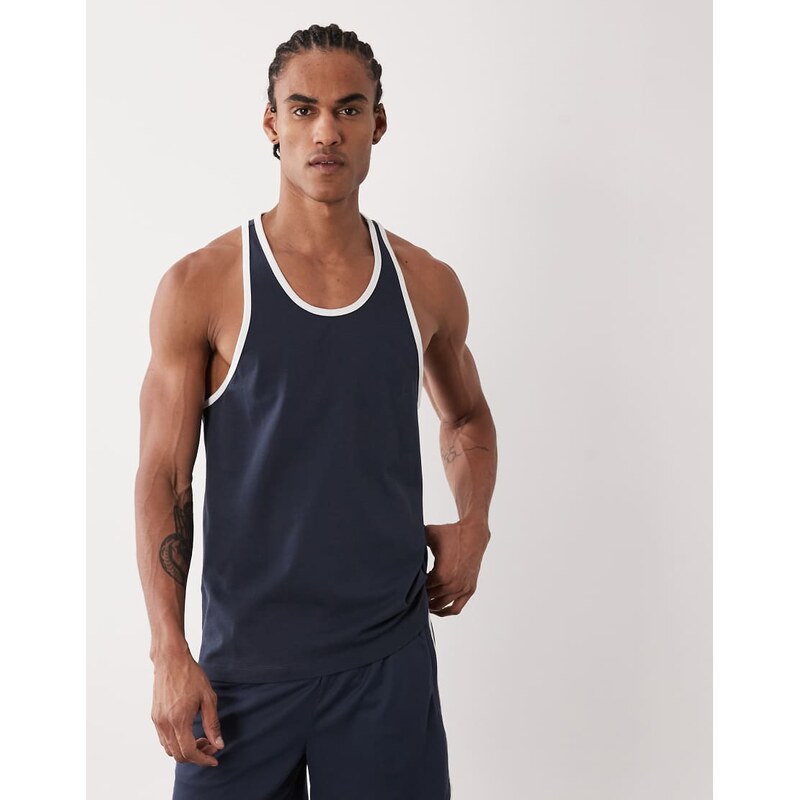 4505 cotton ringer vest with quick dry finish in navy 115081909