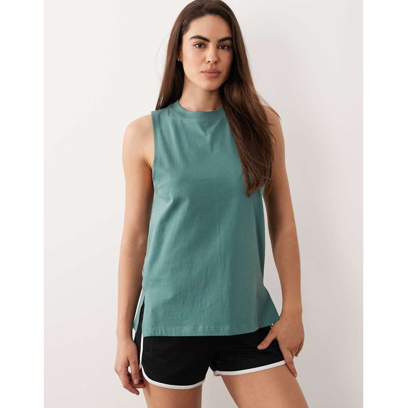 4505 Icon cotton drop armhole vest with quick dry finish in sage