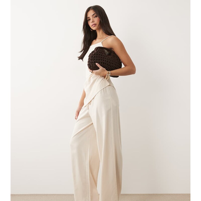 Kaiia exclusive linen blend wide leg trousers co-ord in cream