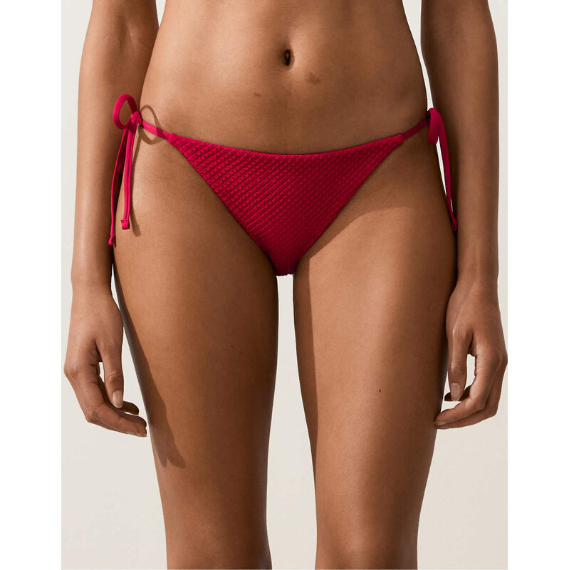 OYSHO Medium-coverage waffle bikini briefs with ties in bright