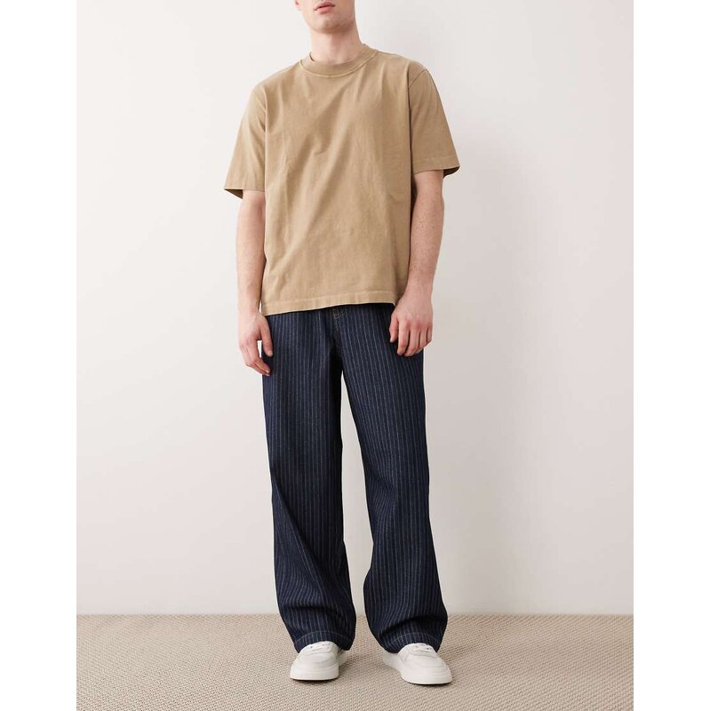 ASOS DESIGN loose straight lightweight jeans in dark blue and