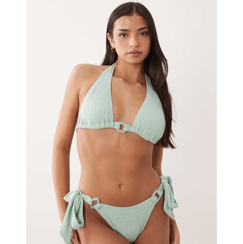 South Beach halterneck bikini top in seafoam green