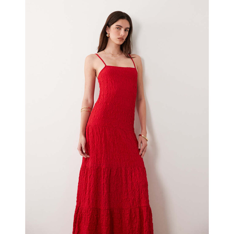 ASOS DESIGN lace trapeze maxi dress in red