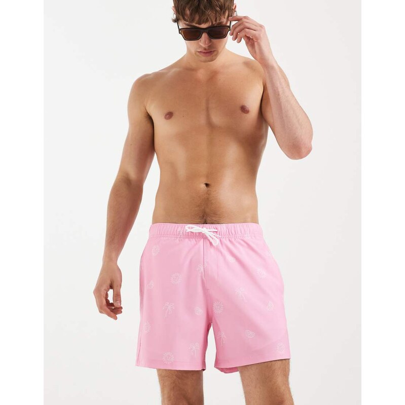 Hollister swimming trunks in pink micro print