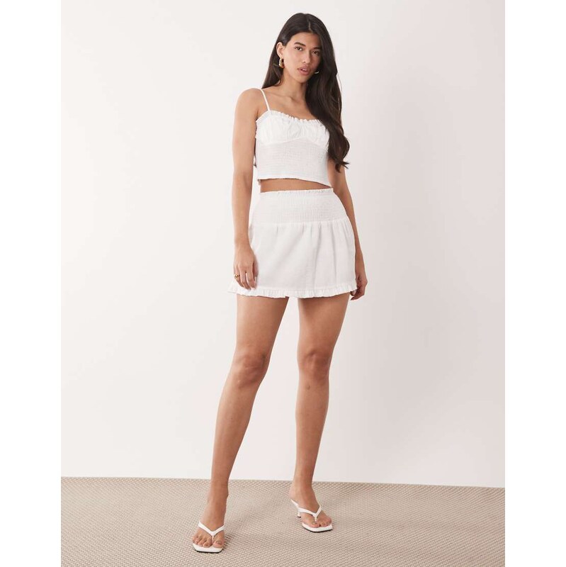 Aria Cove cotton blend shirred detail frill hem cami top co-ord in 115549900