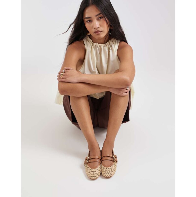 Dolce Vita Baylee woven ballet flats in natural with tan leather