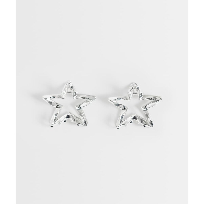 Pieces 2 pack small metal star clips in silver tone