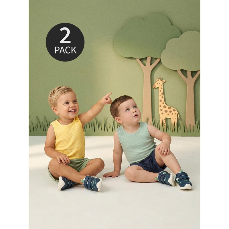 Sinsay - Bavlněné body bez rukávů 2 pack - žlutá