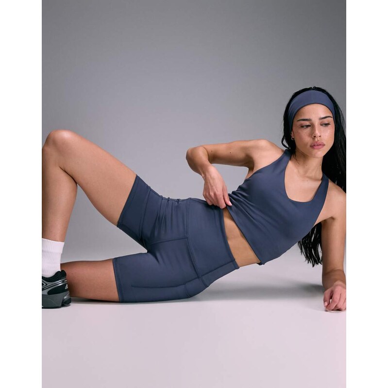 4505 active waist snatching high rise 5 legging short in slate blue 115087342