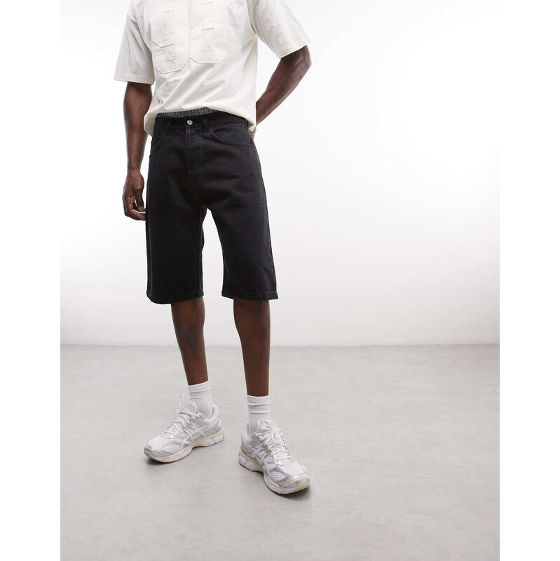 No Problemo bagi denim shorts in black