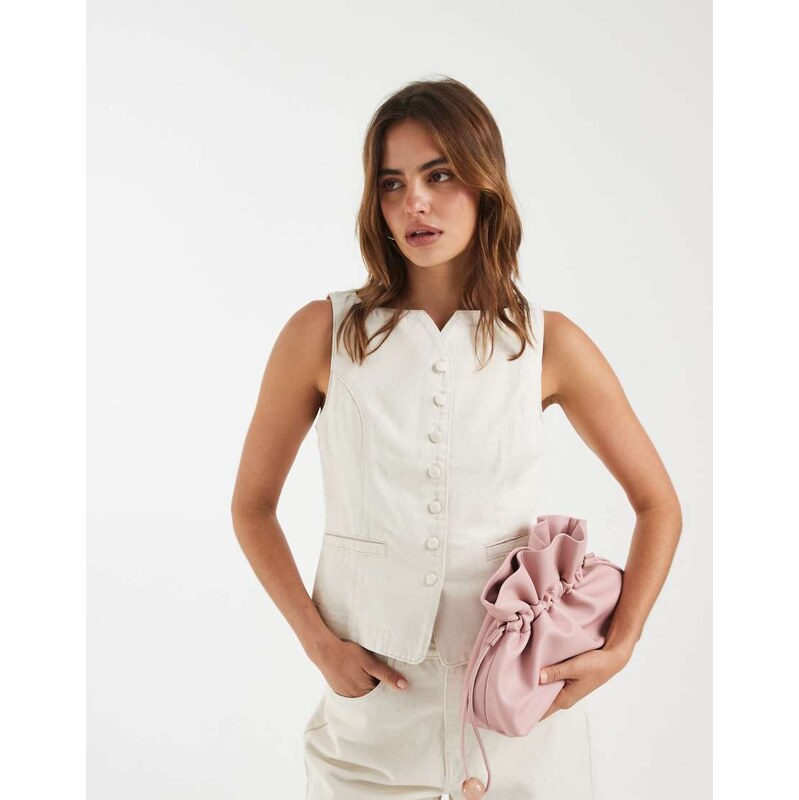 AWARE denim tailored waistcoat in ecru-White 115087625
