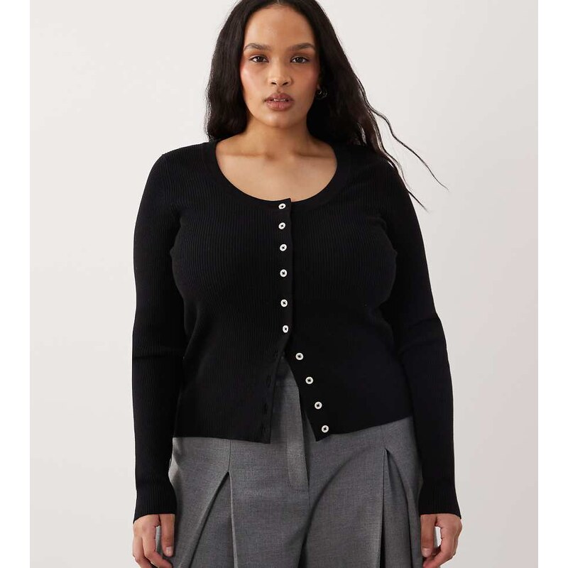 ASOS Curve ASOS DESIGN Curve cotton blend wide scoop cardigan with 115518555
