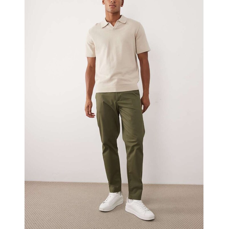 ASOS DESIGN tapered fit chino in khaki-Green