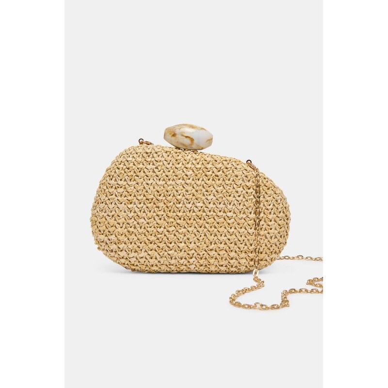 Dolce Vita Dionne hard case raffia clutch bag with resin detail