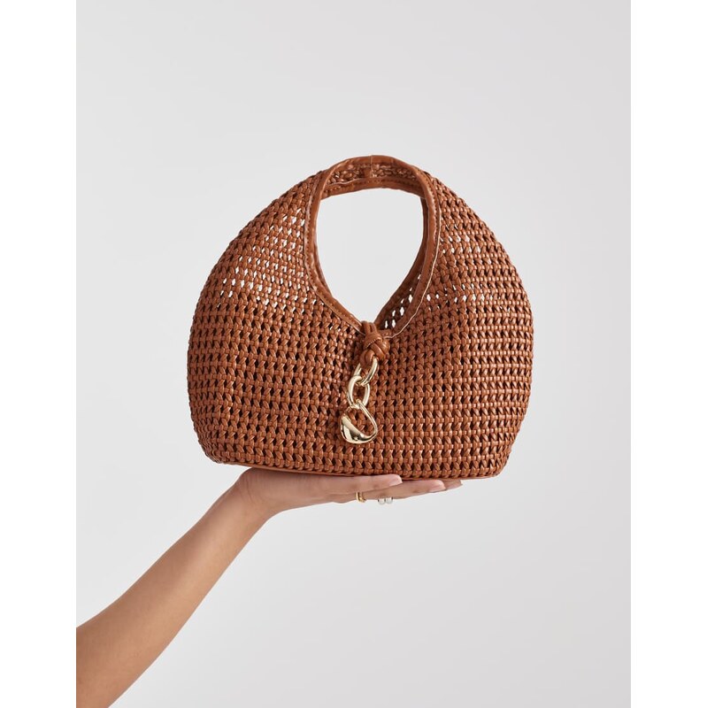 Dolce Vita Dahlia woven grab bag with gold hardware in tan-Brown 115087472