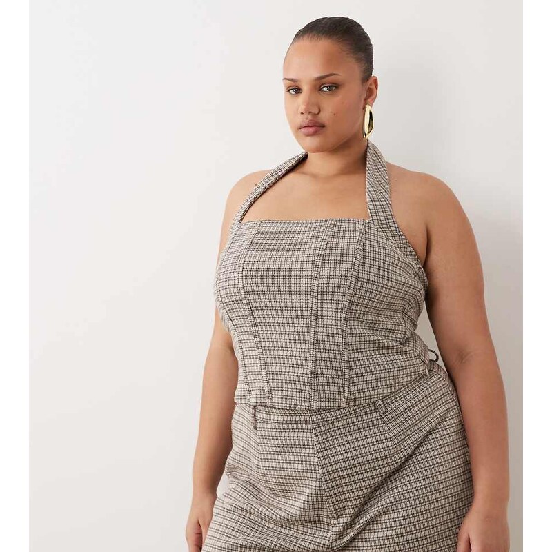ASOS Curve ASOS DESIGN Curve mix & match brushed halterneck corset top 115087512