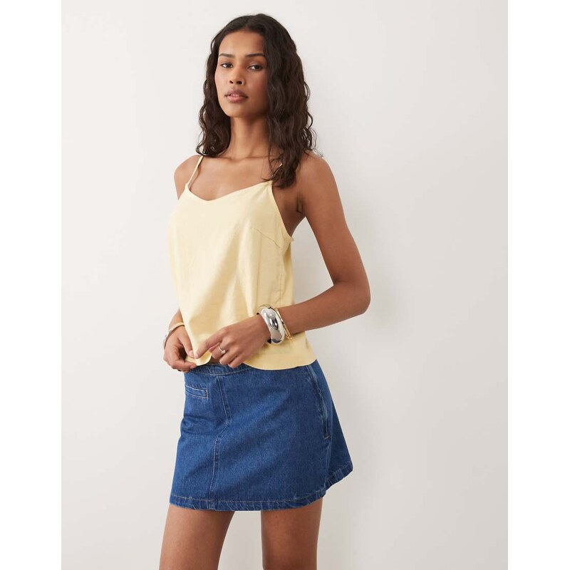 ASOS DESIGN denim mini skirt in clean wash blue