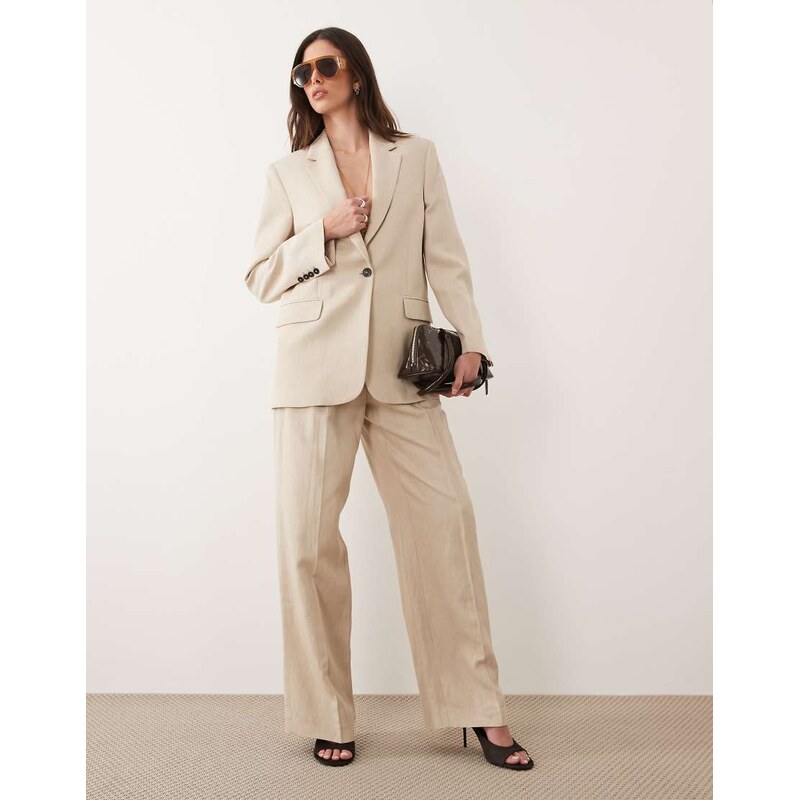 Mango Casiopea linen mix tailored relaxed trouser co-ord in