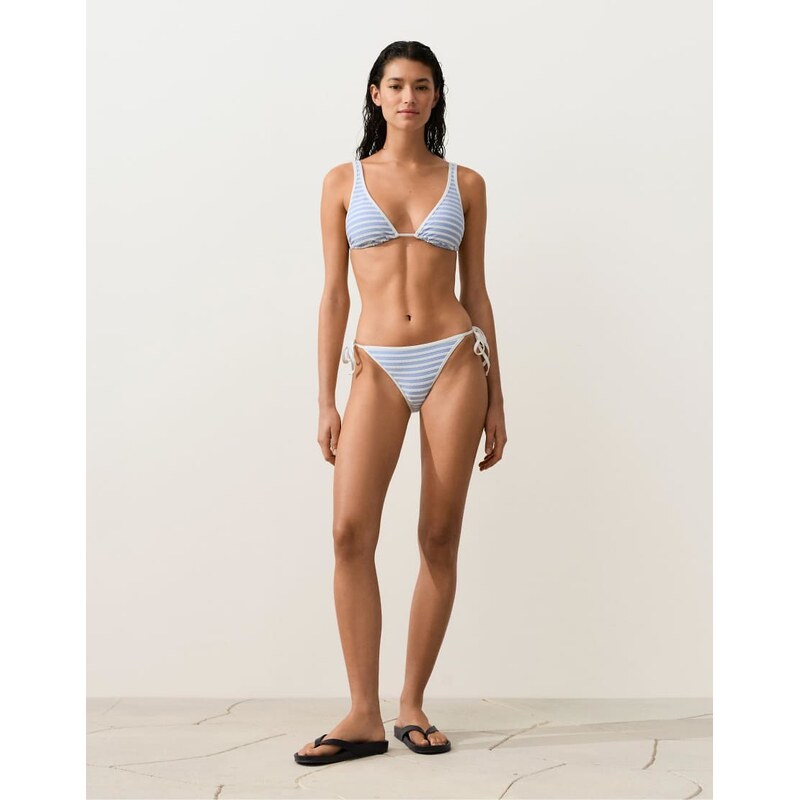 OYSHO Textured stripe medium-coverage bikini briefs with ties in light 115184593