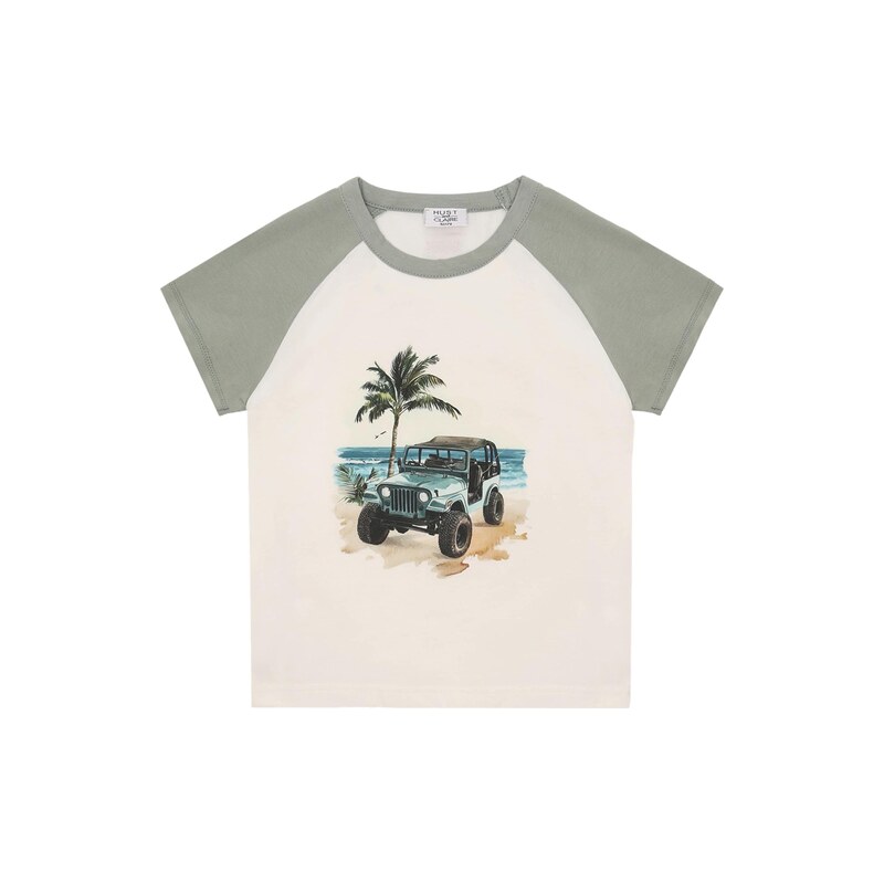 Hust & Claire Tričko Anton Jeep béžová / velbloudí / aqua modrá