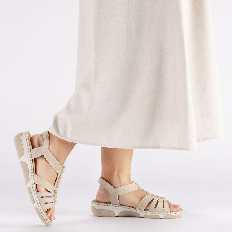 Dámské sandály na podpatku beige model 22116846 - Rieker