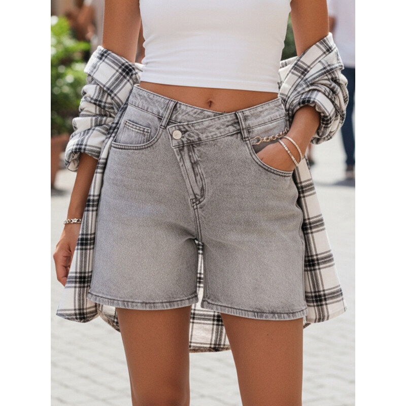 Dámské džínové šortky šedé FashionStreet SY0495 115089418