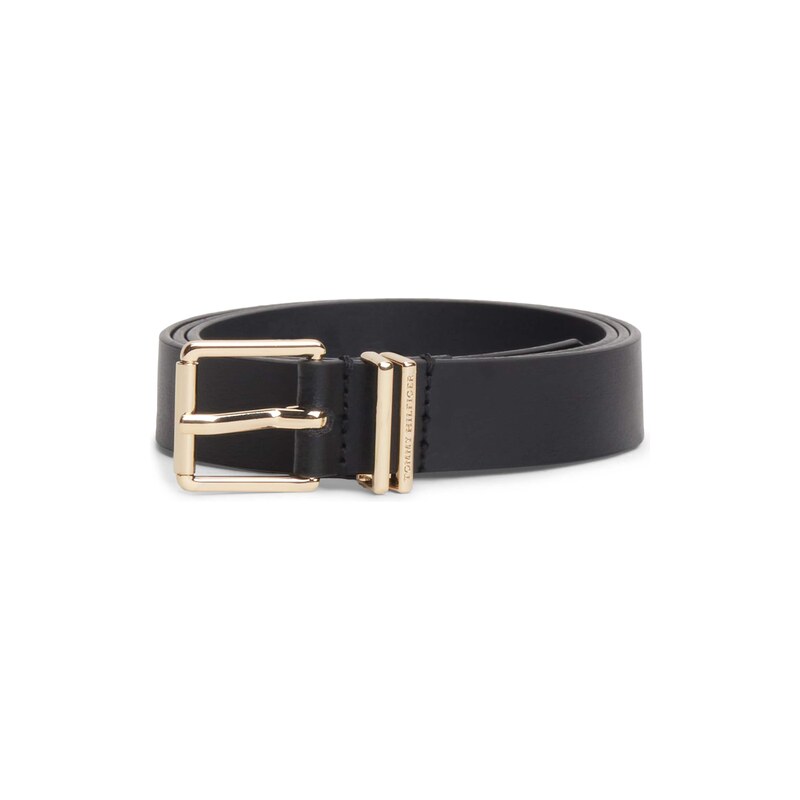 TOMMY HILFIGER Opasek Buckle Logo Keeper zlatá / černá