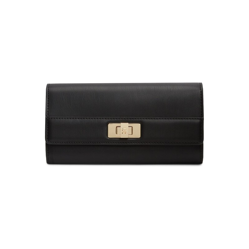 TOMMY HILFIGER Peněženka Modern TH Monogram Turn Lock černá