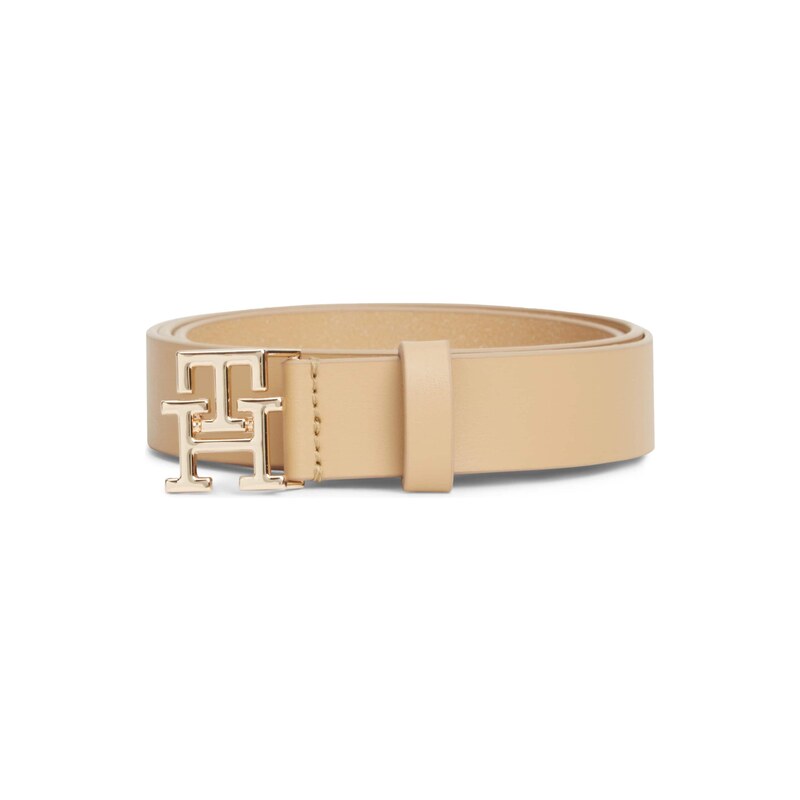 TOMMY HILFIGER Opasek TH Monogram Plaque Buckle béžová