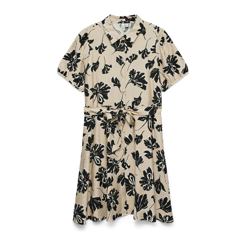 VERO MODA Košilové šaty šedobéžová / černá / bílá