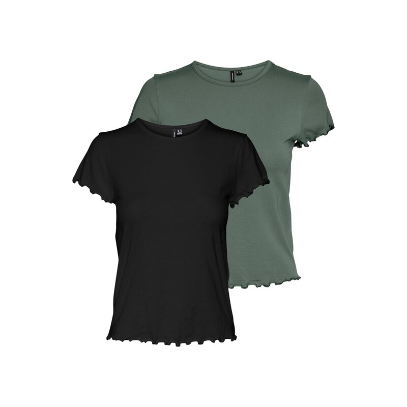 VERO MODA Tričko VMBARBARA smaragdová / černá