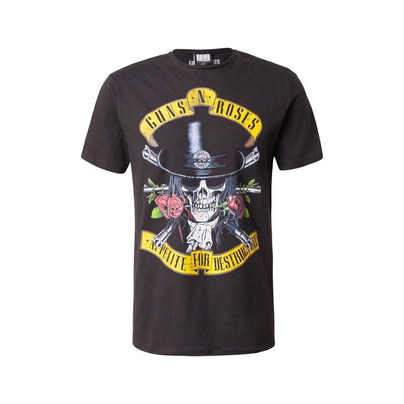 AMPLIFIED Tričko GUNS N ROSES - TOP HAT SKULL žlutá / trávově zelená / 115098944