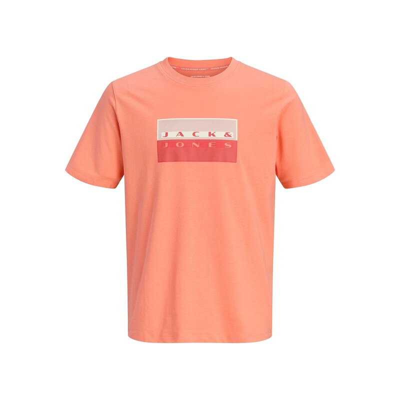 JACK & JONES Tričko JCOFusion korálová / krvavě červená / bílá