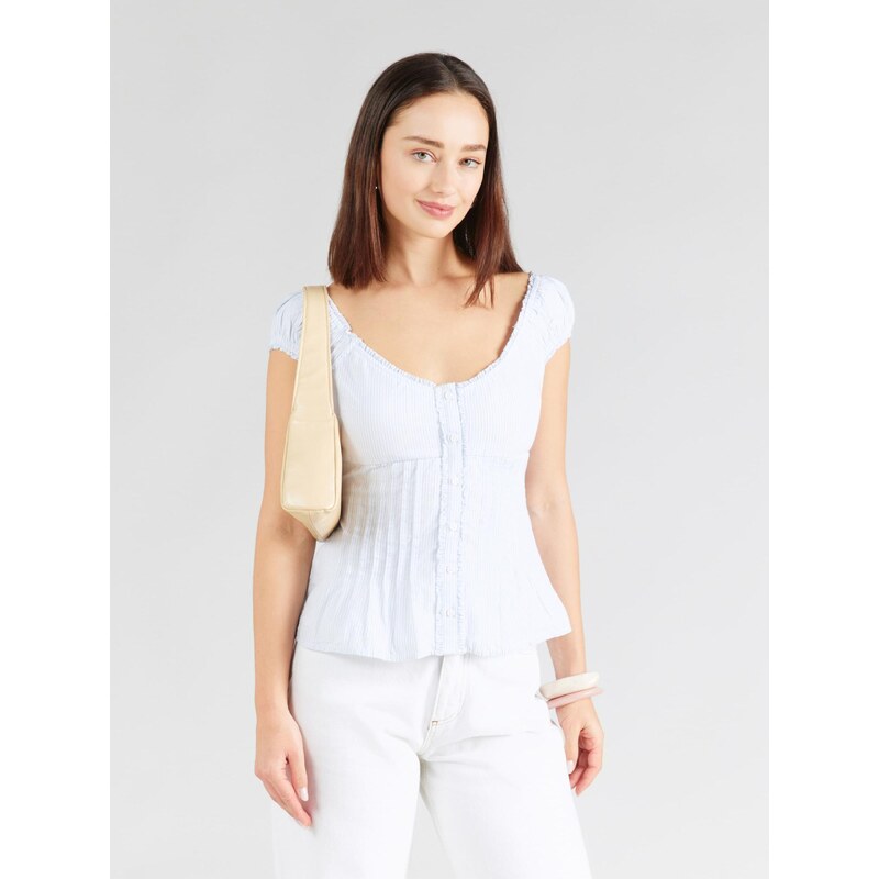 HOLLISTER Halenka pastelová modrá / bílá