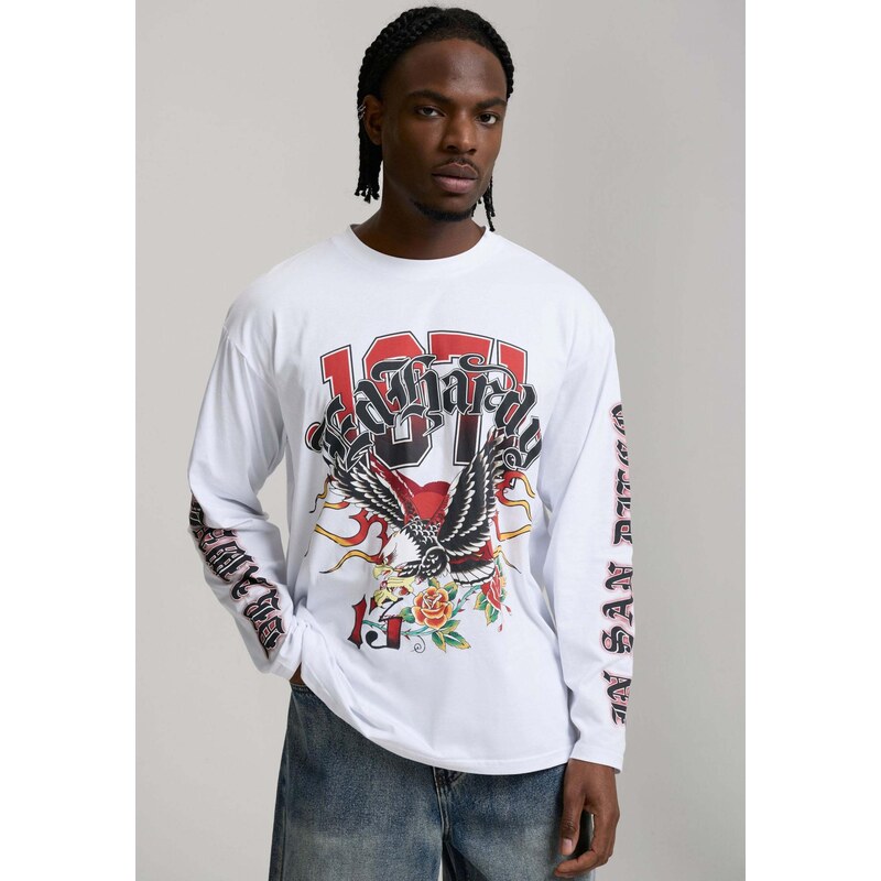 Ed Hardy Tričko 1971 Tattoo Eagle krvavě červená / černá / bílá
