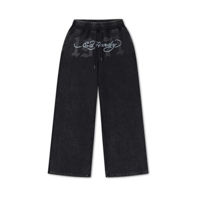 Ed Hardy Kalhoty 1971 světle šedá / černá