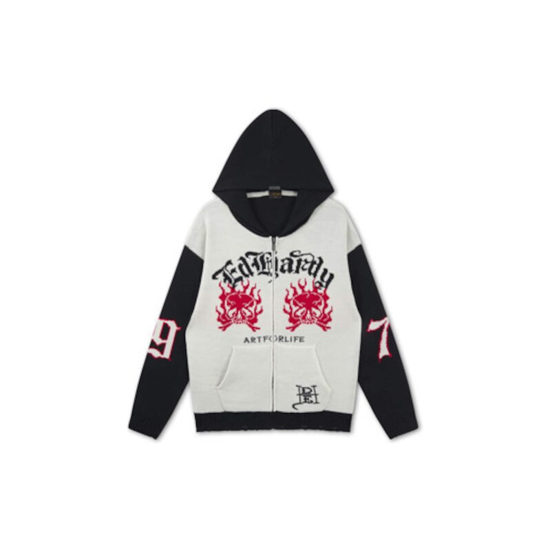 Ed Hardy Kardigan 1971 slonová kost / ohnivá červená / černá
