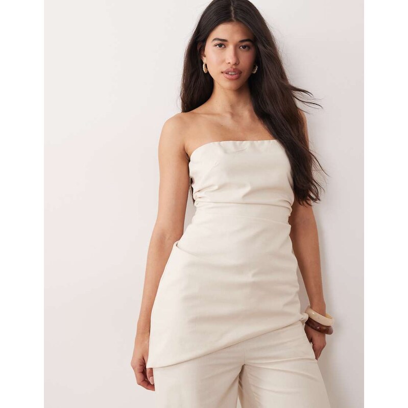 Kaiia exclusive linen blend asymmetric bandeau top co-ord in